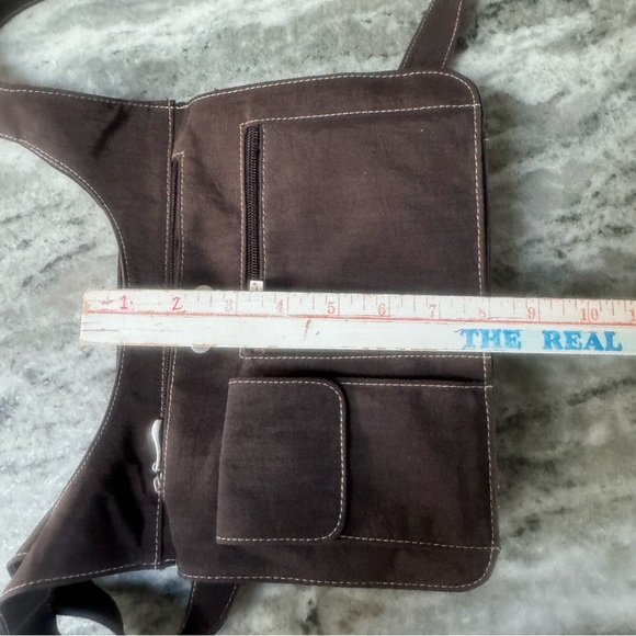 Eddie Bauer brown nylon crossbody bag purse multi-compartments - Picture 8 of 9